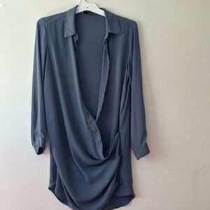 Elegant Gray Women's Drape Top
